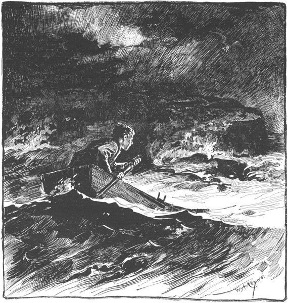 ''HE MADE FRANTIC EFFORTS TO PADDLE THE DORY AGAINST THE WIND.''