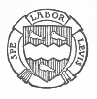Publishers Logo: Gold with a blue horizontal stripe between three blue doves
 Motto: Spe Labor Levis
