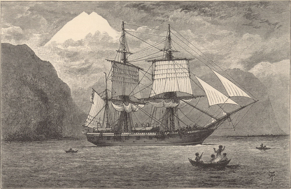 H.M.S. <i>Beagle</i> in Straits of Magellan.
