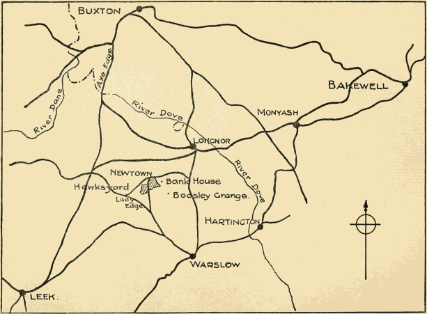 Map of Hawksyard and The Moorlands of Staffordshire.
