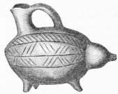 No. 114. Engraved Terra-cotta Vessel in the form of a Pig
(or Hedgehog?). 7 M.