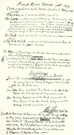 Facsimile of Ellis Wynne’s Handwriting