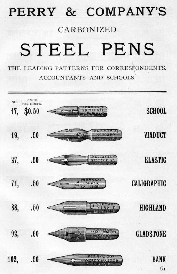 illustration--Advertisement for Perry's Steel Pens