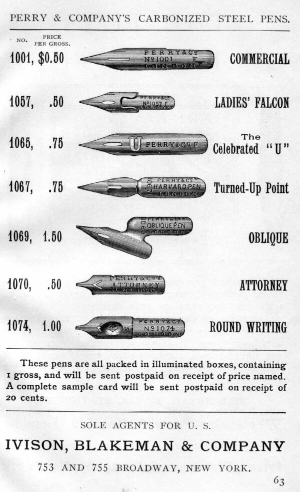 illustration--3d Page of Advertisement for Perry's Steel Pens
