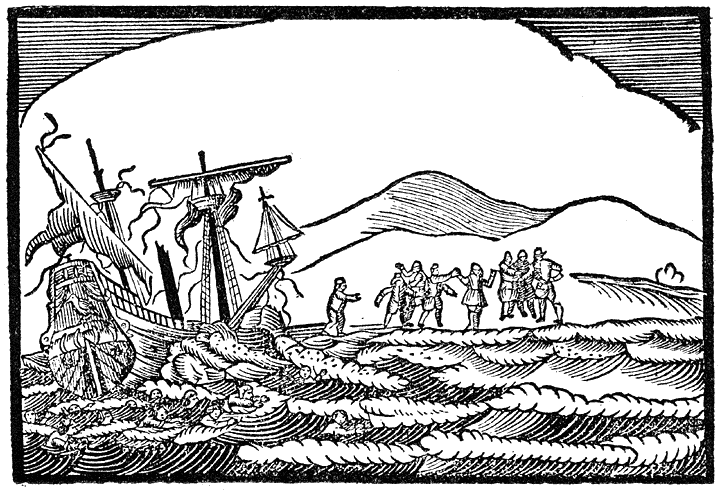 Gestrand zeventiende-eeuws zeilschip.