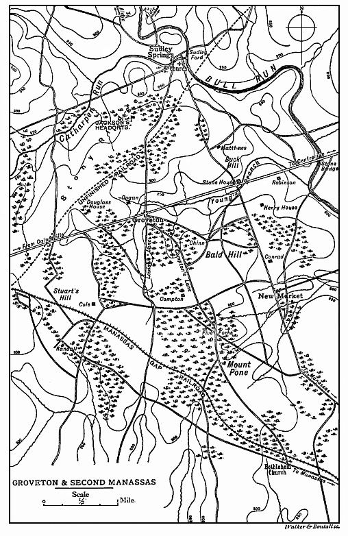 [Illustration: Map of
Groveton and Second Manassas]
