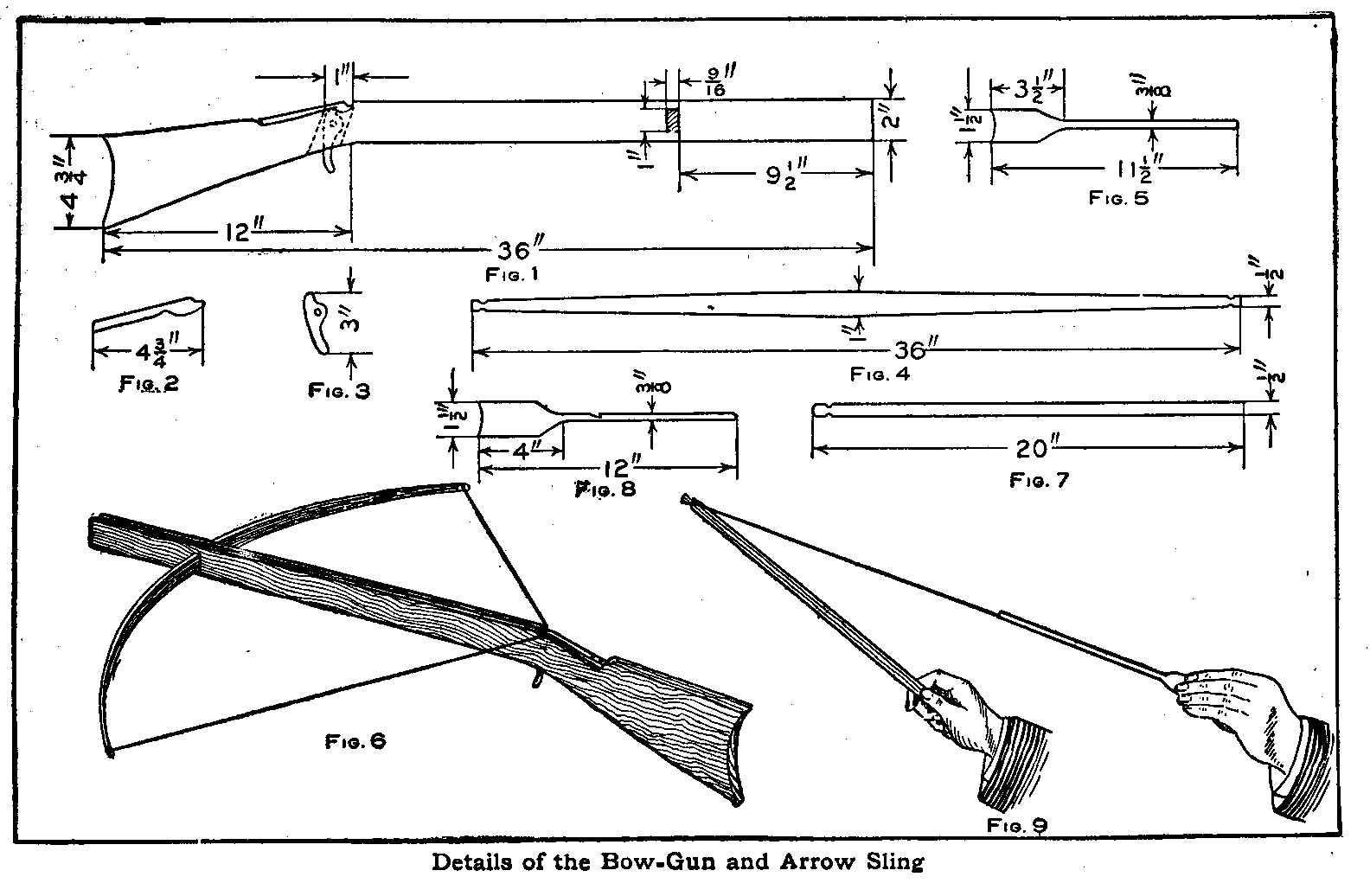 Details of the Bow-Gun and Arrow Sling 