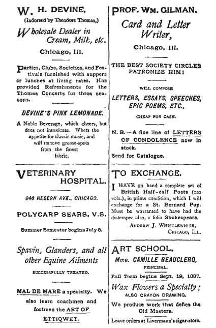 PAGE OF ADVERTISEMENTS FROM "CULTURE'S
GARLAND."