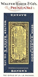 Walter Baker & Co's. Premium No. 1
Fac-simile of 1/2 Lb. Package.