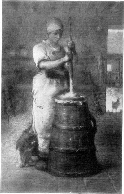 CHURNING. FROM A PASTEL BY JEAN FRANÇOIS MILLET, IN THE LUXEMBOURG