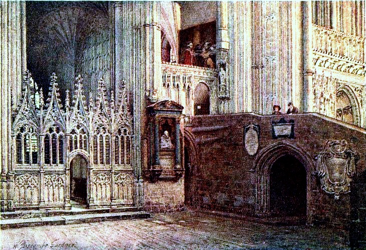 THE SCENE OF THE MARTYRDOM IN THE NORTH-WEST TRANSEPT OF THE CATHEDRAL.