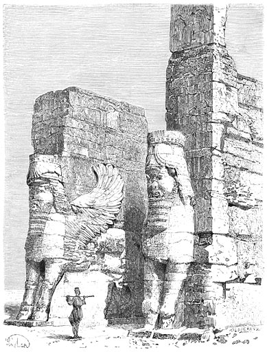 Portiek van het paleis des konings te Persepolis.