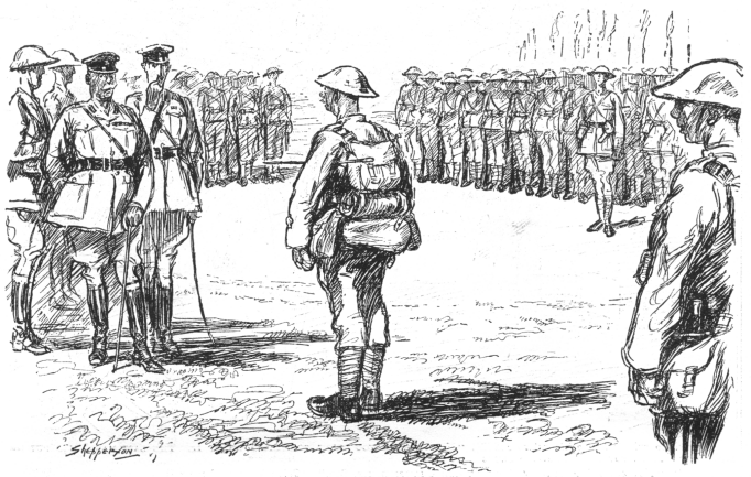 Major-General addressing his men before practising an attack behind the lines