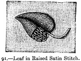 Leaf in Raised Satin Stitch.