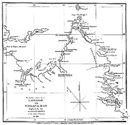 Map: The Northern Extremity of LABRADOR with UNGAVA BAY Explored by the
MISSIONARIES of the Unitas Fratrum in 1811