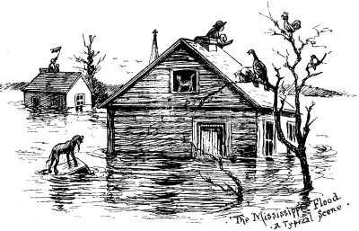 The Mississippi flood. A Typical scene.