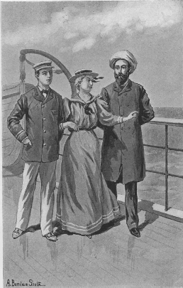 "Miss Blanche was walking the deck with Louis and Sir
Modava."--Page 90.