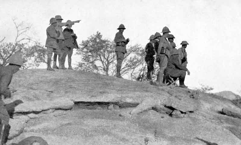 An unique picture of General Botha, the Commander-in-Chief and his Staff reconnoitring