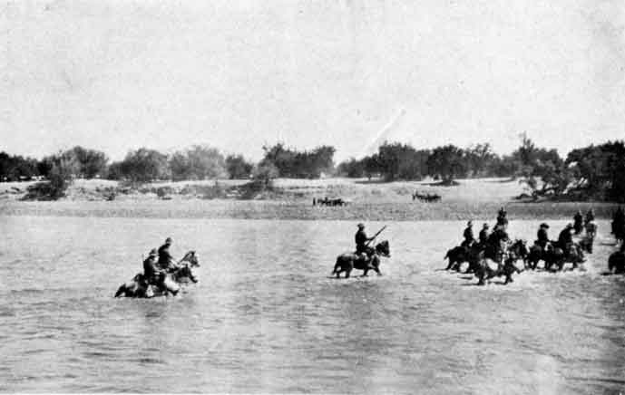 The last pursuit of Kemp. Flying column crossing the Orange River after him