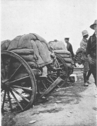 Water Carts protected by Sand Bags