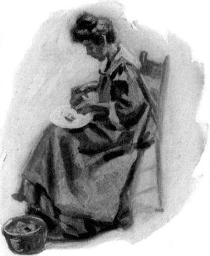 Woman sitting with plate in her lap