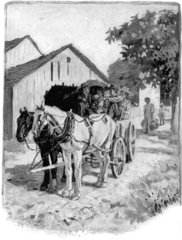 Horses pulling a wagon
