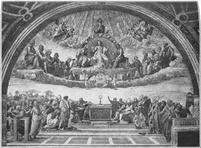 Plate 13.—Raphael. The "Disputa."
In the Vatican.