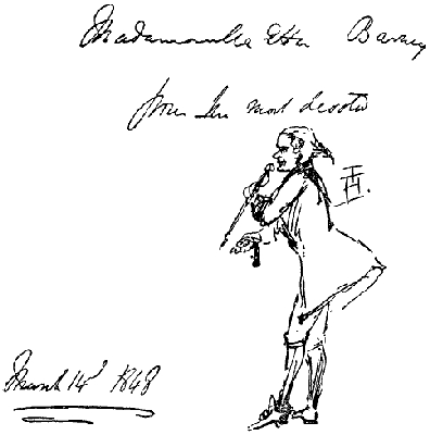 CARICATURE OF HUXLEY DRAWN BY HIMSELF