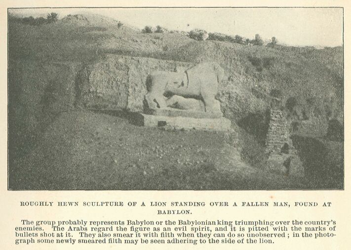 161.jpg Roughly Hewn Sculpture of a Lion Standing over A Fallen Man, Found at Babylon. 