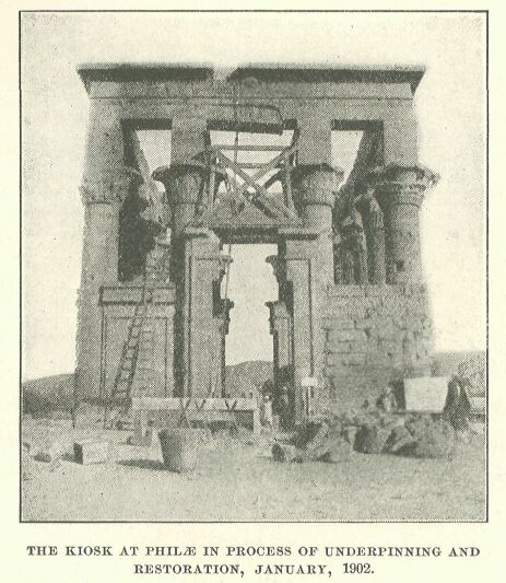 449.jpg the Kiosk at Philae in Process of Underpinning
And Restoration, January, 1902. 
