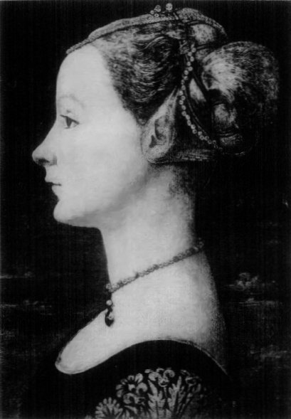 Portrait of a Lady. From the Painting, possibly by Verrocchio, in the Poldi Museum at Milan.