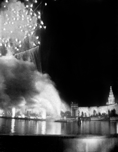 FIREWORKS EXHIBITION ON MAY DAY AT PANAMA-PACIFIC EXPOSITION