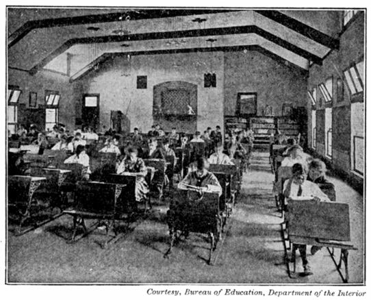 A photograph of a classroom.