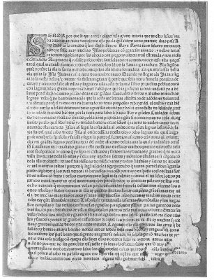 Facsimile of the first page of the folio (first) edition
of the Spanish text of Columbus's letter to Santangel, describing his
first voyage, dated February 15, 1493. From the original (unique) in the
New York Public Library (Lenox Building).