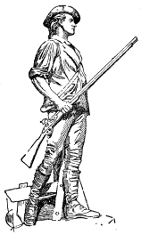 A drawing of a man with a long rifle