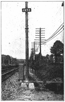 A photograph of a railroad and telegraph wires running next to it.