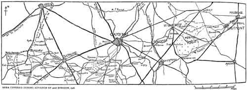 AREA COVERED DURING ADVANCE OF 42nd DIVISION, 1918.