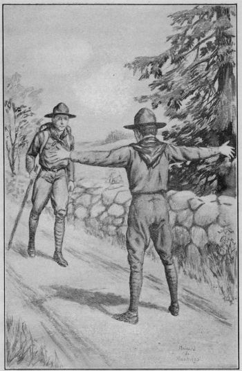ROY BLAKEY HELD OUT HIS ARMS SO THAT TOM COULD NOT PASS--Tom Slade at Black Lake.--Page 199