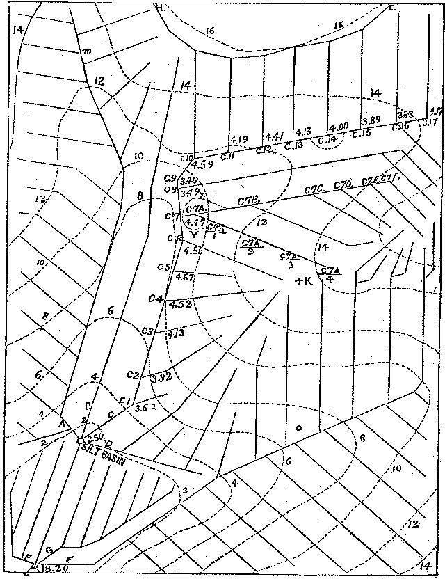 Illustration: Fig. 20 - MAP WITH DRAINS AND CONTOUR LINES.