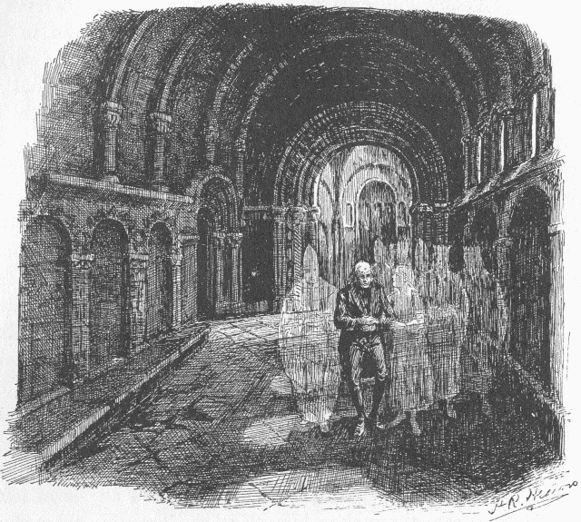 Illustration: "The Owld Man walkin' in Cormae's Chapel"