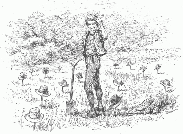 Illustration: Returning the next morning with the spade