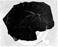 SHOWING METHOD OF FITTING FABRIC TO SHAPED BRIM