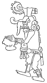Fig. 381. The long nosed god (Kukulcan) or “god with the
snake-like tongue.”