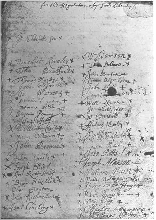 Autographs of early members of the City Library 1