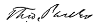 (signature) Theo. Parker