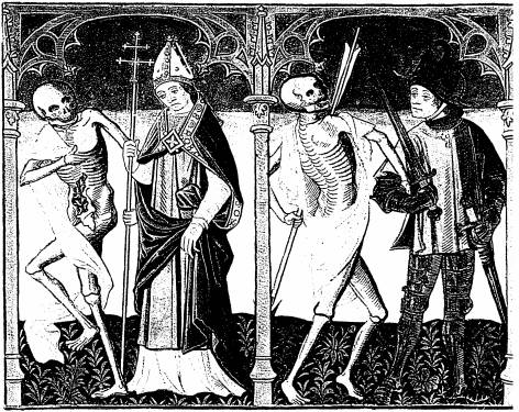 Illustration: De gauche  droite:
1. le mort, le patriarche; 2. le mort, le conntable.