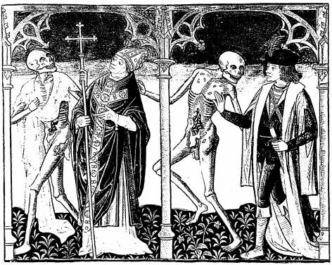 Illustration: De gauche  droite:
1. le mort, l'archevque; 2. le mort, le chevalier.