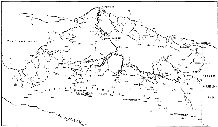 Kaart van Nieuw-Guinee. Schaal 1 : 2.500.000.