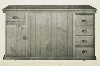 Cabinet, with stove behind centre partition when not in use