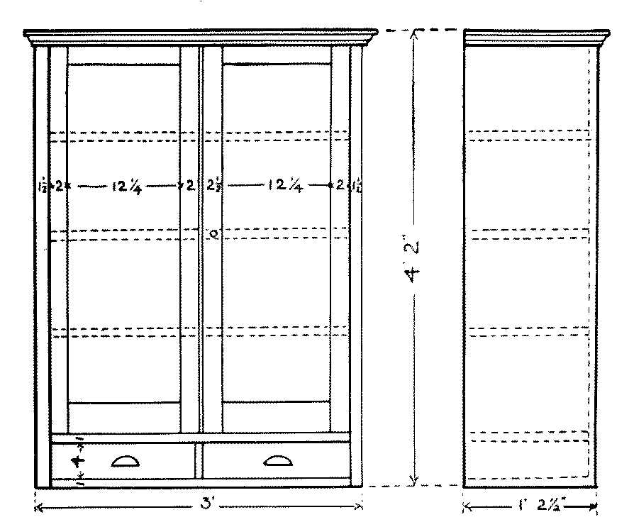 Working drawings of cupboard